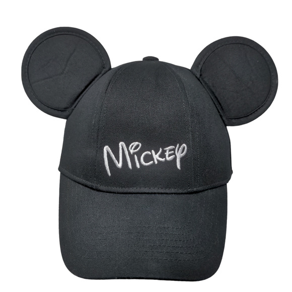 Disney Men's Snapback Mickey Ears Hat Black Adjustable 100% Cotton - Picture 1 of 12